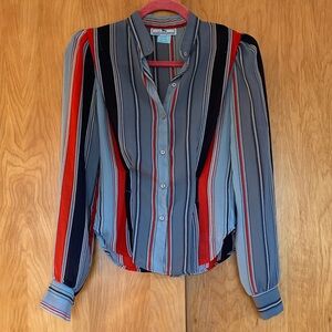 vintage Jonathan Martin Striped Button-Down puff shoulderpad, darted for fit 7/8